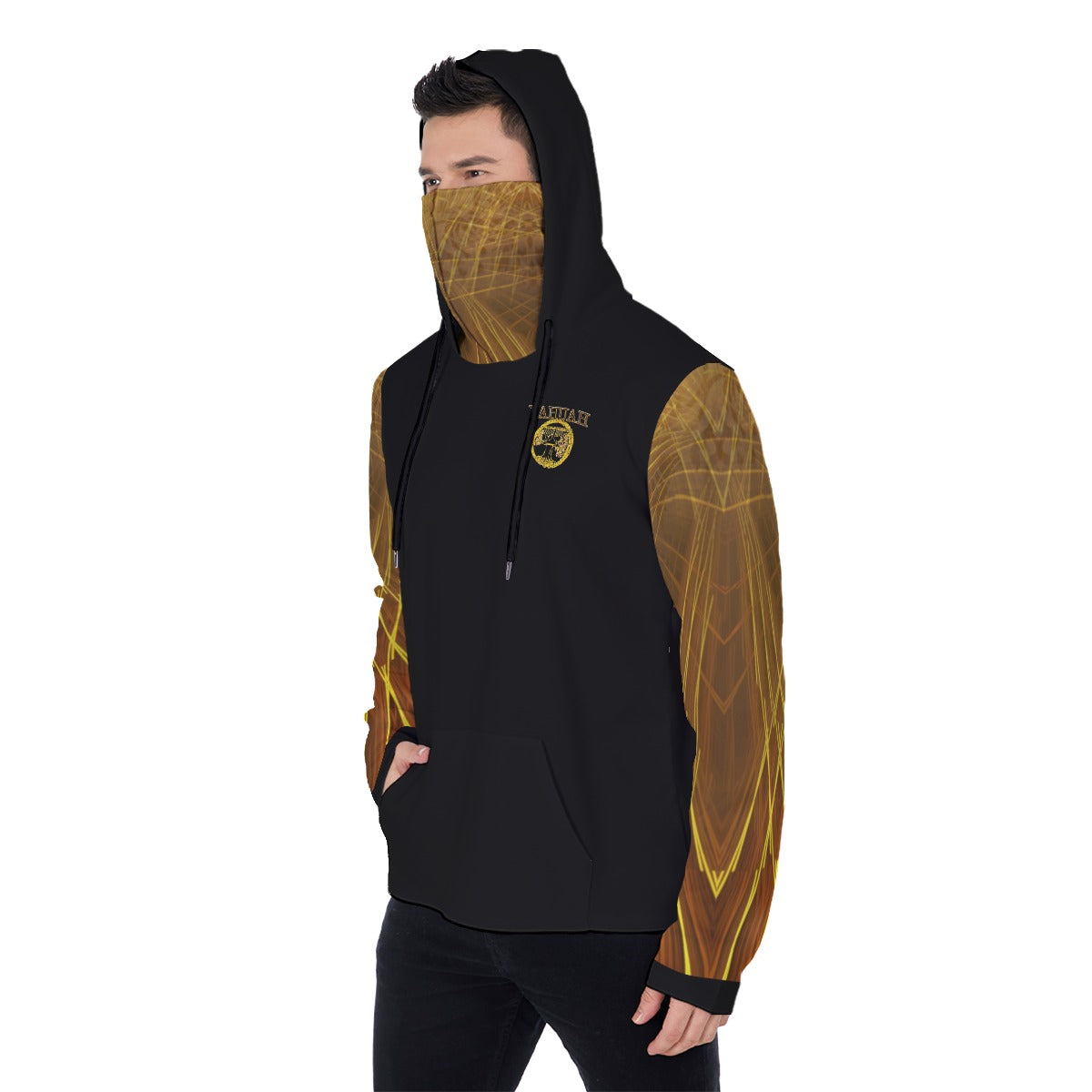 Yahuah-Tree of Life 02-03 Voltage Men's Designer Pullover Hoodie with Face Mask