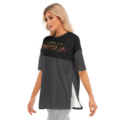 Commandment Keepers 01-01 Designer Drop Shoulder Split Hem Long T-shirt