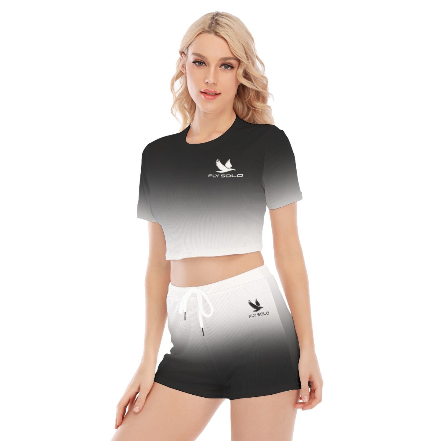 Outspoken Designs 03-03 "Fly Solo Night/Day" Cropped T-shirt and Shorts Set