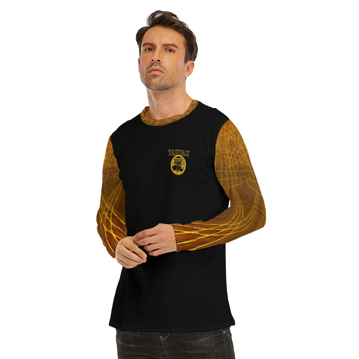 Yahuah-Tree of Life 02-03 Voltage Men's Designer Long Sleeve Cotton T-shirt