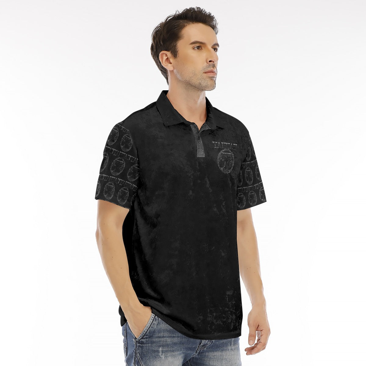 Yahuah-Tree of Life 02-04 Men's Designer Velvet Polo Shirt