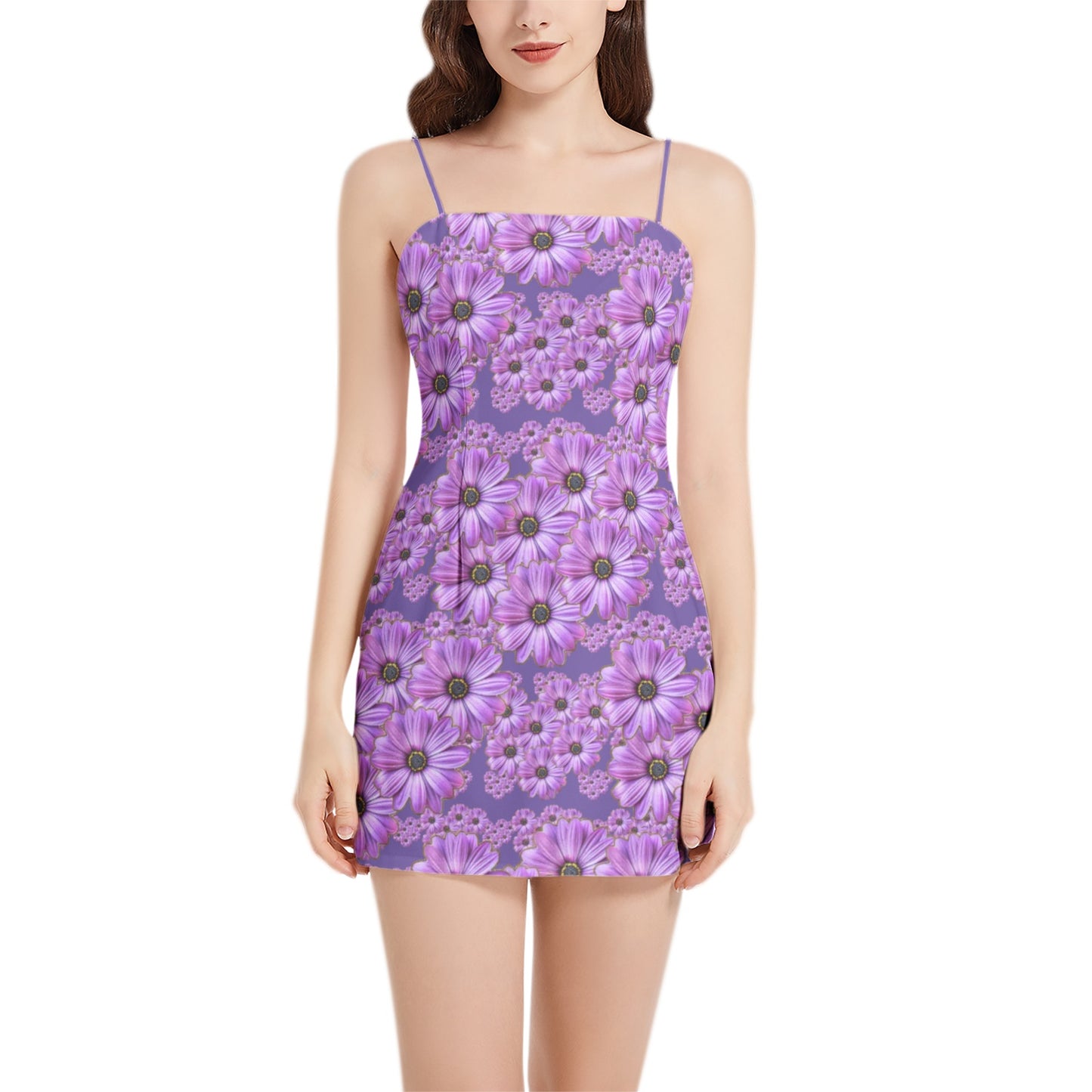 TRP Floral Print 07: African Daisies 01 Designer Spaghetti Strap Dress