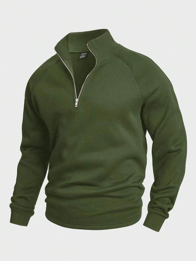 Men's Solid Color Stand Collar 1/4 Zip Sweatshirt (4 colors)