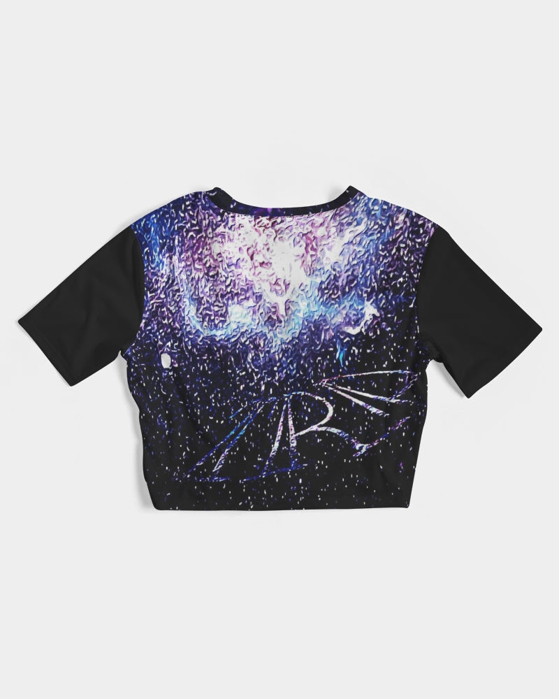 Galaxy Prints 01 Designer Twist Front Cropped T-shirt