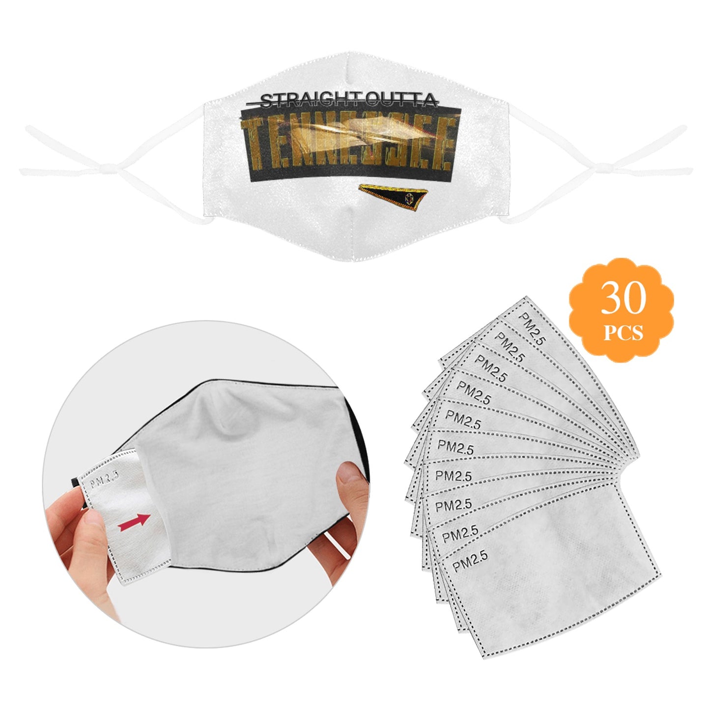 Straight Outta Tennessee 01 Designer Cotton Adjustable Face Mask (30 PCS Filters Included)