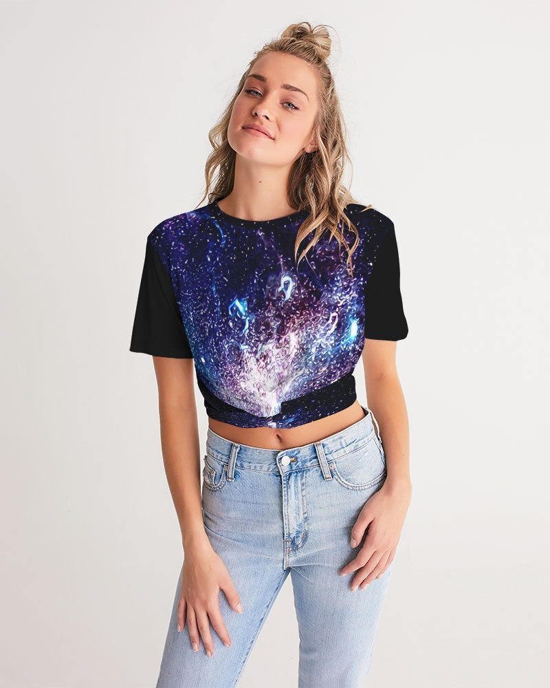 Galaxy Prints 01 Designer Twist Front Cropped T-shirt