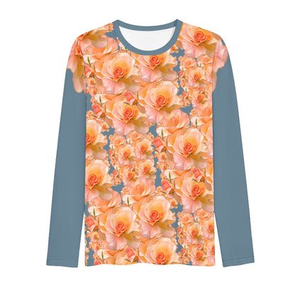 Floral Embosses: Roses 03-01 "Apricot Bloom Essential" Long Sleeve Tee