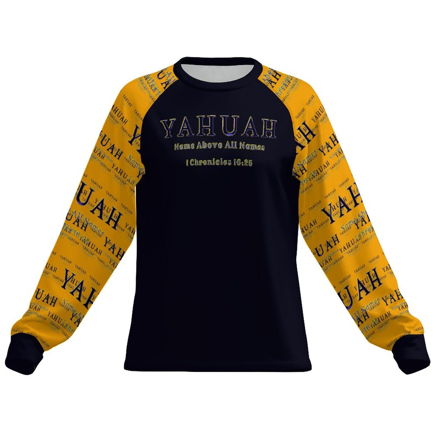 Yahuah-Name Above All Names 02-01 Ladies Designer Long Sleeve Raglan T-shirt