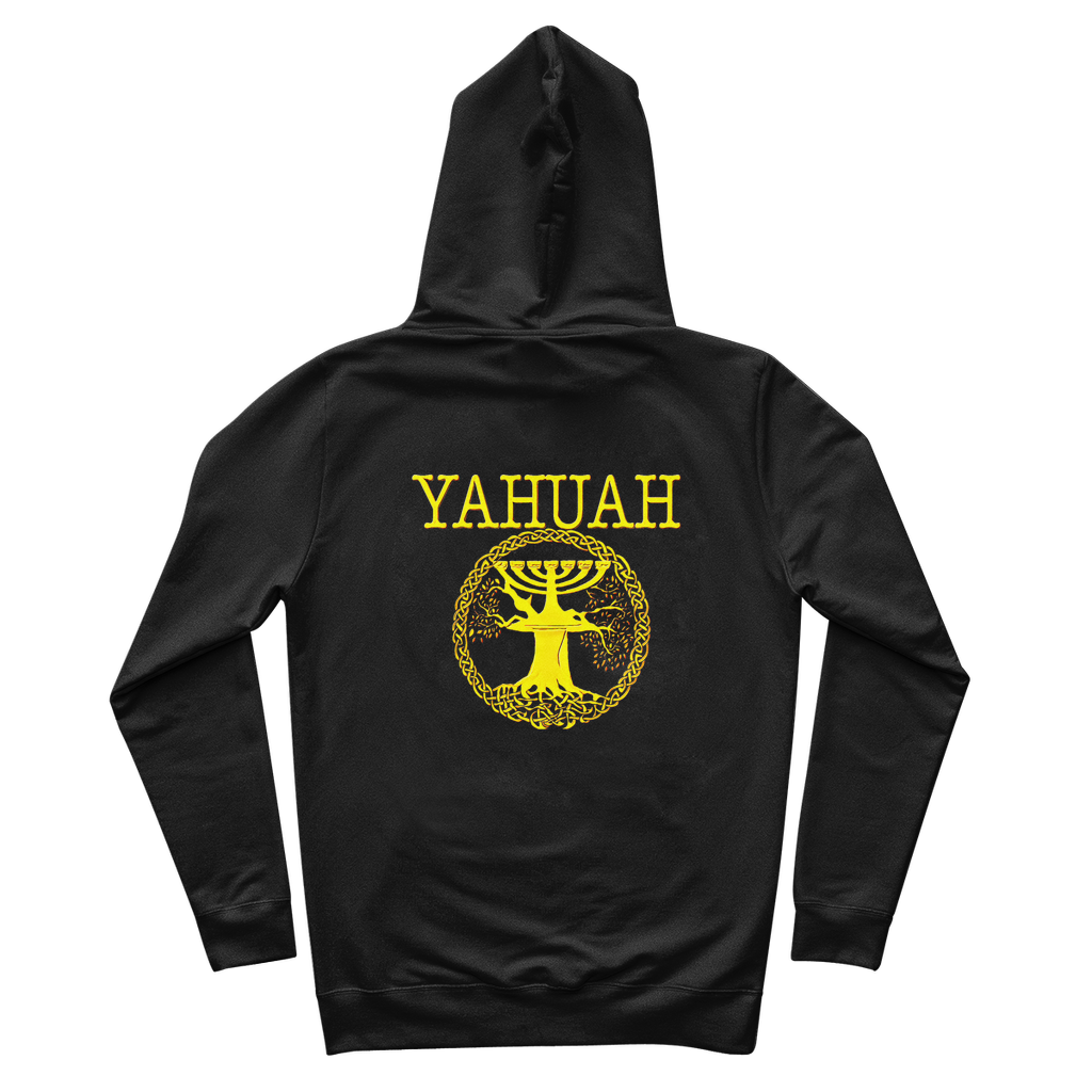 Yahuah-Tree of Life 02-01 Men's Designer Organic Cotton Pullover Hoodie