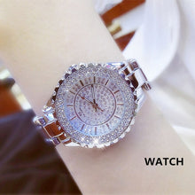 Cargar imagen en el visor de la galería, Diamond Quartz Ladies Stainless Steel Watch (Silver/Rose Gold)
