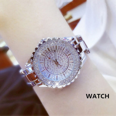Diamond Quartz Ladies Stainless Steel Watch (Silver/Rose Gold)