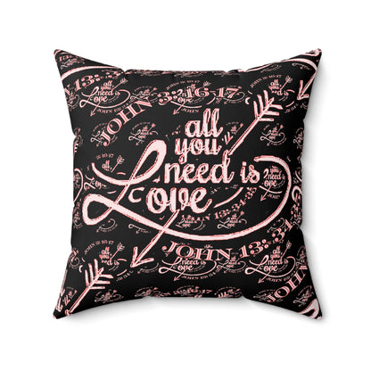 Illustrated Truth 02-01 "All You Need is Love" Faux Suede Square Throw Pillow (4 sizes)