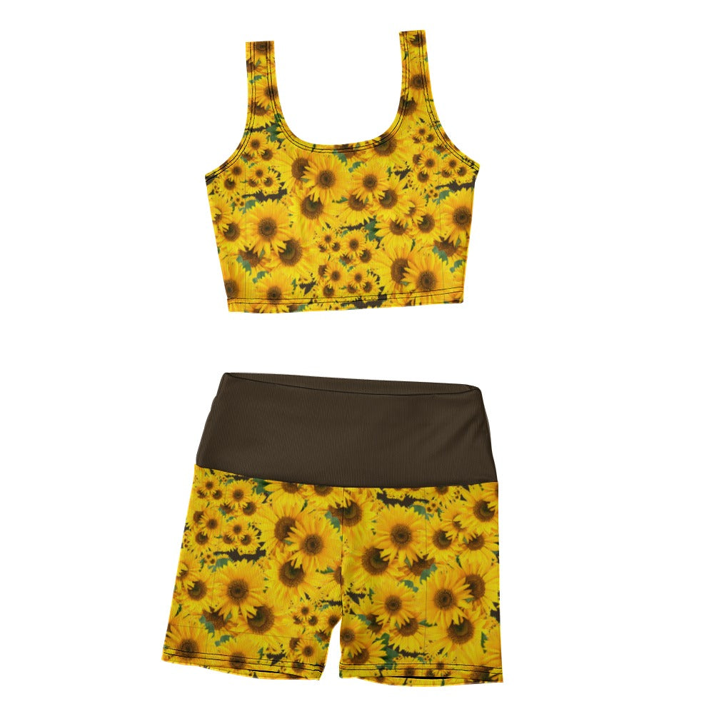 TRP Floral Print 04: Sunflowers 01 Designer Thread Yoga Set (5 colors)