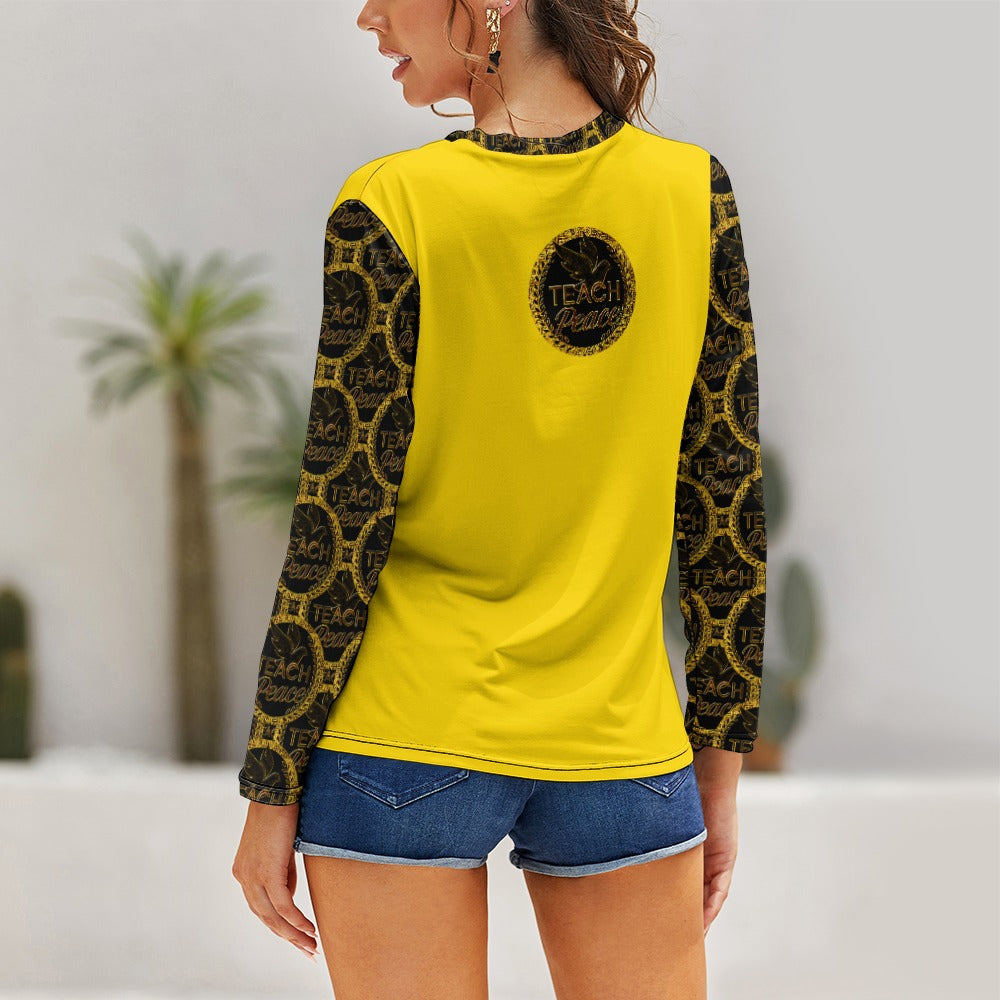 Outspoken Designs 05-02 "Teach Peace" Ladies Designer Long Sleeve T-shirt (5 colors)