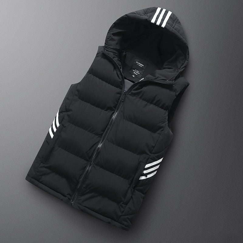 Solid Color Hooded Down Filled Plus Size Male Puffer Vest (3 colors)