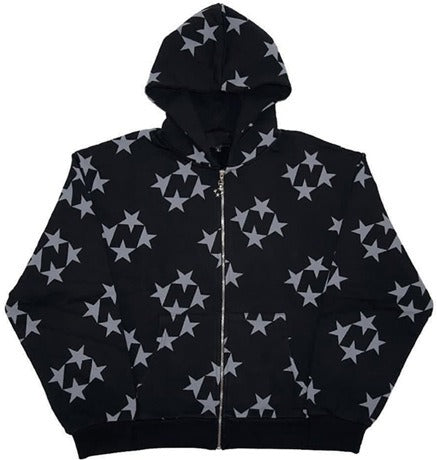 Star Printed Fashion Zip Up Hoodie for Women (3 colors)