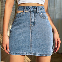 Load image into Gallery viewer, One-side Hollow High Waist Denim Hip Mini Skirt