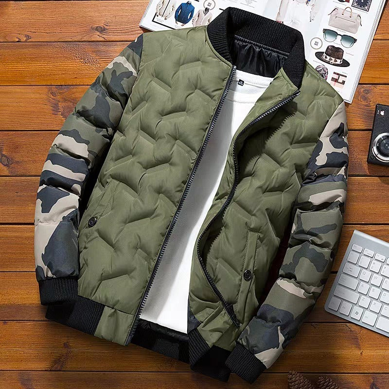 Camouflage Sleeve Male Bomber Jacket (3 colors)