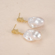 Load image into Gallery viewer, Natural Freshwater Pearl Pendant S925 Silver Needle Net Red Earrings