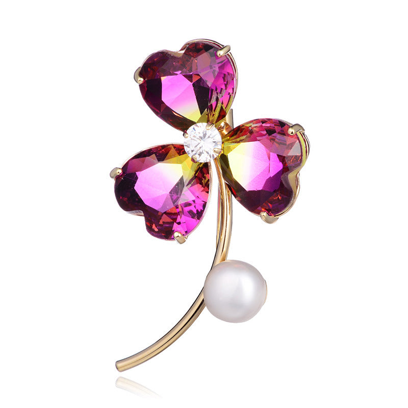 Tourmaline Pearl Petal Brooch