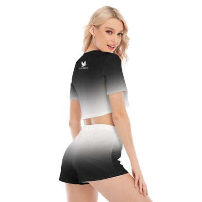 Outspoken Designs 03-03 "Fly Solo Night/Day" Cropped T-shirt and Shorts Set