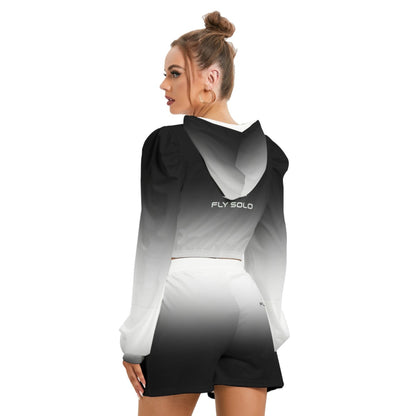 Outspoken Designs 03-03 "Fly Solo Night/Day" Cropped Micro Fleece Hoodie and Lounge Shorts Set