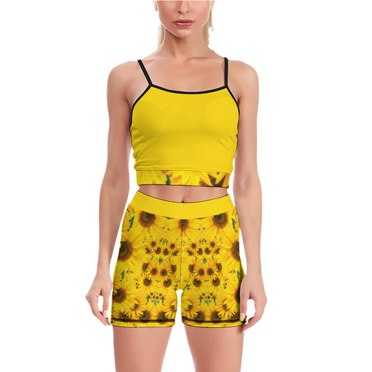 TRP Floral Print 04: Sunflowers 01 Designer Slim Yoga Set (5 colors)