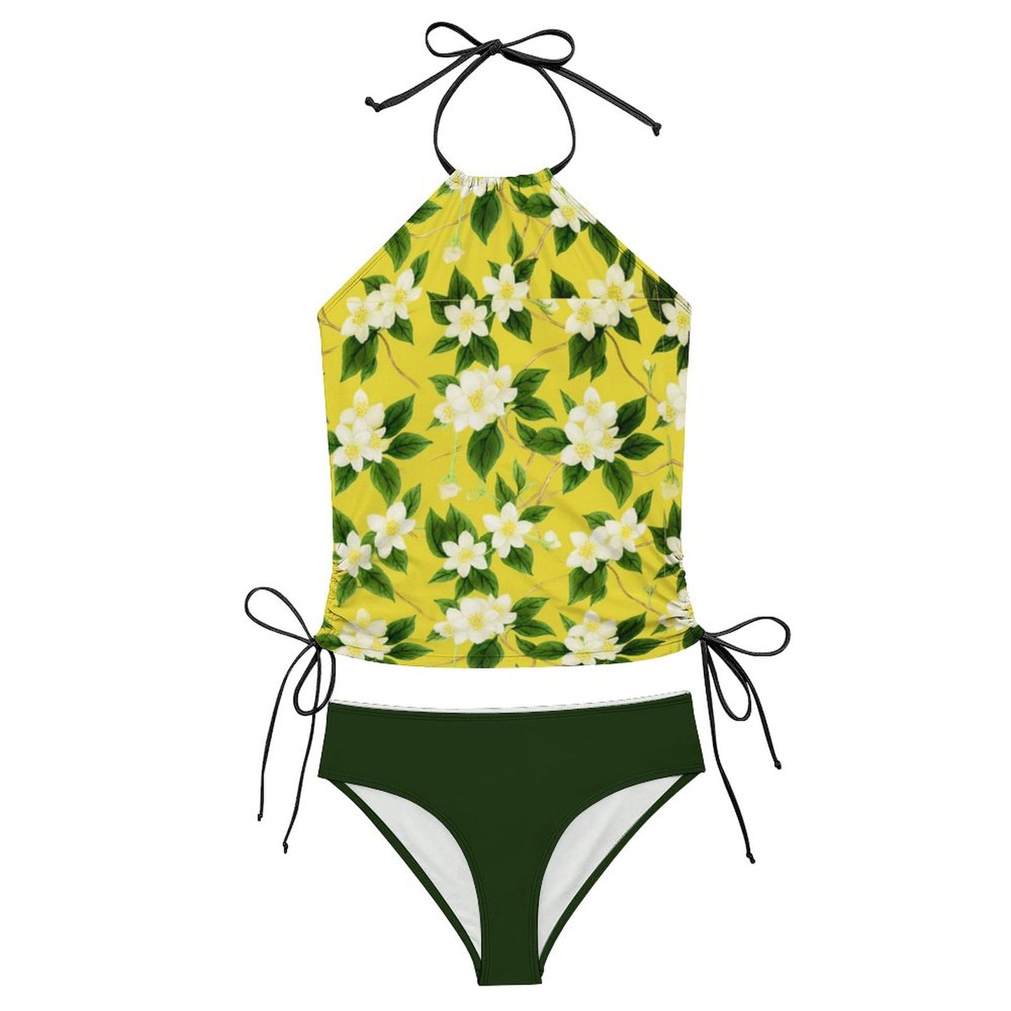 TRP Floral Print 10: Jasmine Vine 01-01 Designer Halter Neck Tankini