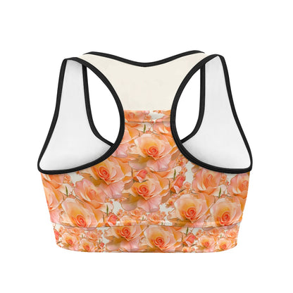 Floral Embosses: Roses 03-01 "Apricot Bloom Essential" Sports Bra