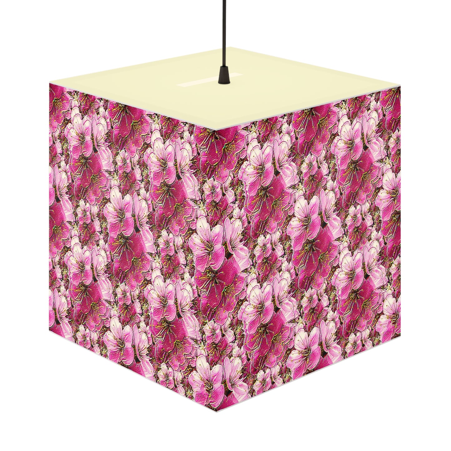 Electric Flora: Neon Sakura Cherry Blossoms Cube Bedside Lamp