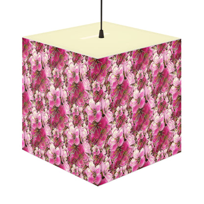 Electric Flora: Neon Sakura Cherry Blossoms Cube Bedside Lamp