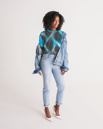 Orot (The Lights) Series: MAYIM CHAYIM | Living Waters (Blue) Drop Shoulder Raw Hem Crop Top