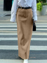 Cargar imagen en el visor de la galería, Light Brown Woolen High Waist Maxi Skirt