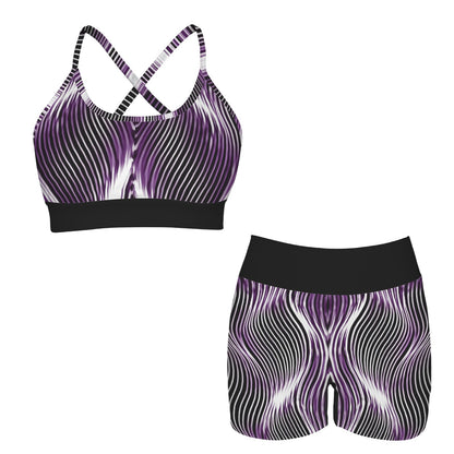 Orot (The Lights) Series: OR ARGAMAN | Royal Light (Purple) Cross Back String Sports Bra & High Waist Shorts Set