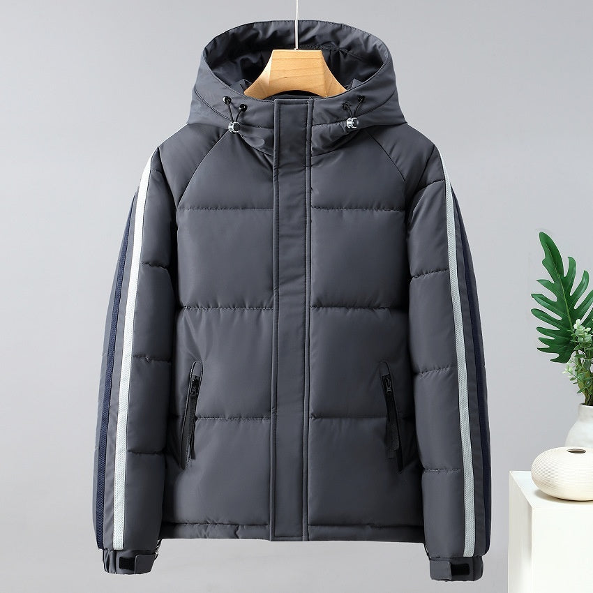 Contrast Stripe Sleeve Male Puffer Jacket (3 colors)