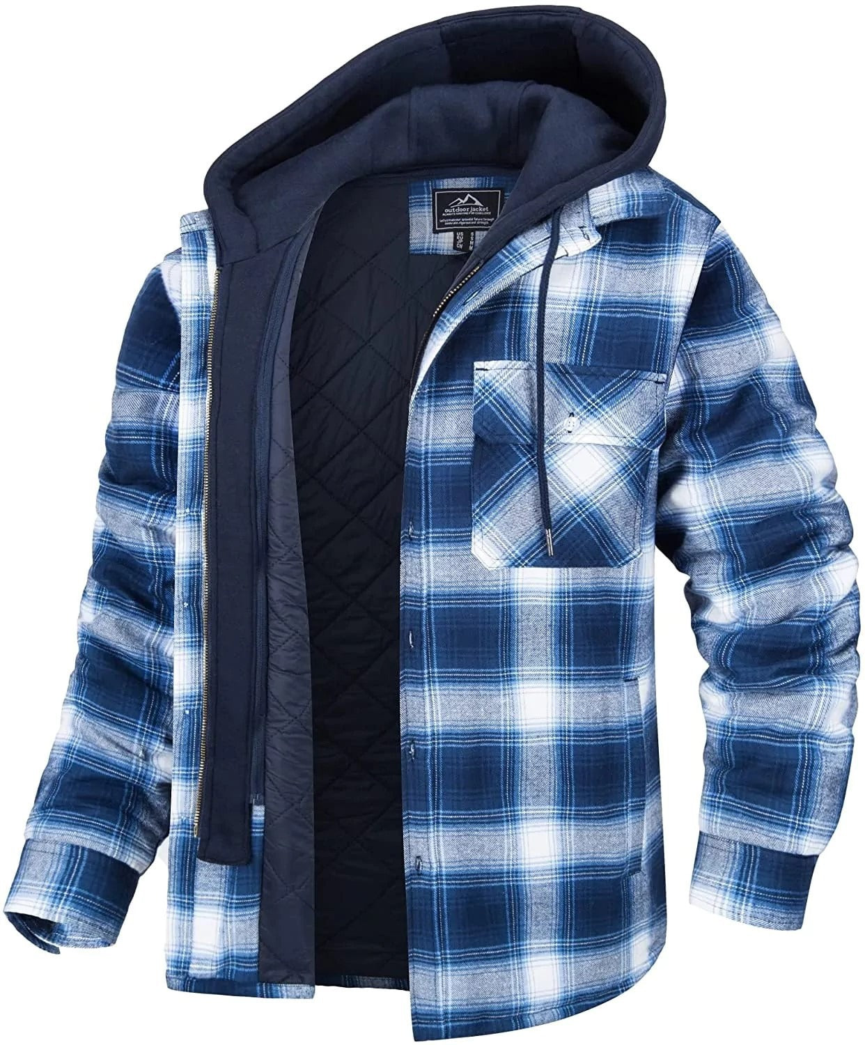 Heavy Cotton Plaid Print Male Zip Trucker Jacket (6 colors)