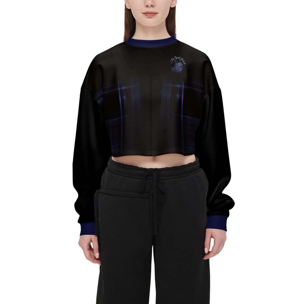 TRP Matrix 02 Designer Cropped Drop Shoulder Techno Scuba Knit Sweatshirt