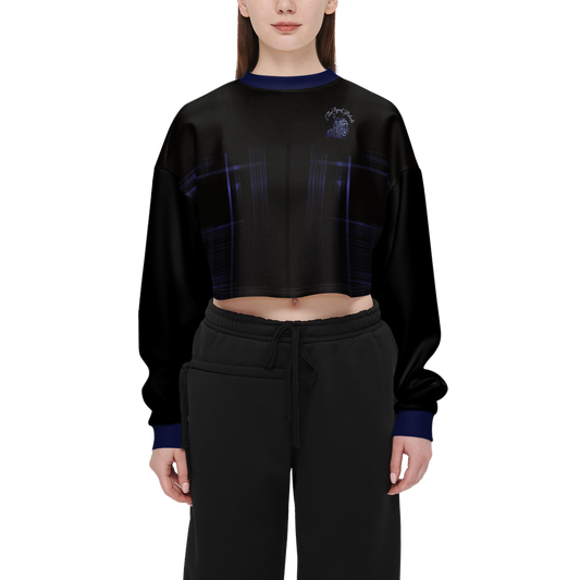 TRP Matrix 02 Designer Cropped Drop Shoulder Techno Scuba Knit Sweatshirt