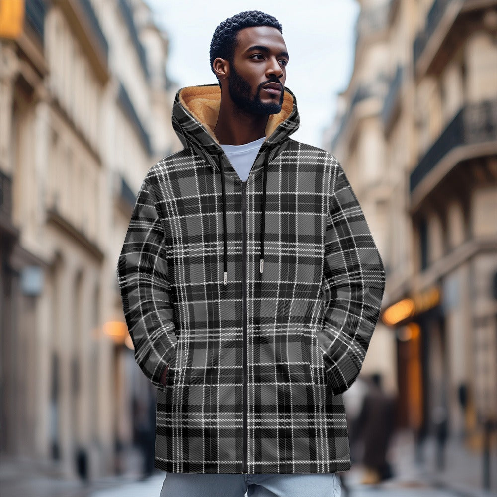 Plaid Print Flax Lined Full Zip Hoodie