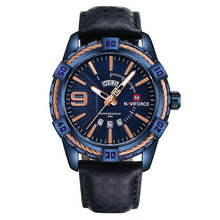 Cargar imagen en el visor de la galería, NAVIFORCE Quartz 30m Waterproof Male Sport Watch with Leather Band (5 colors)