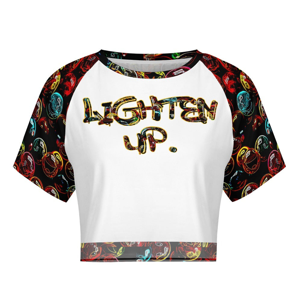 Outspoken Designs 01-01 "Lighten Up" Designer Cropped Raglan T-shirt