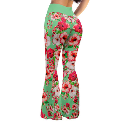 TRP Floral Print 03: Hibiscus Flowers 01-02 Tropical Bloom Flare Leggings