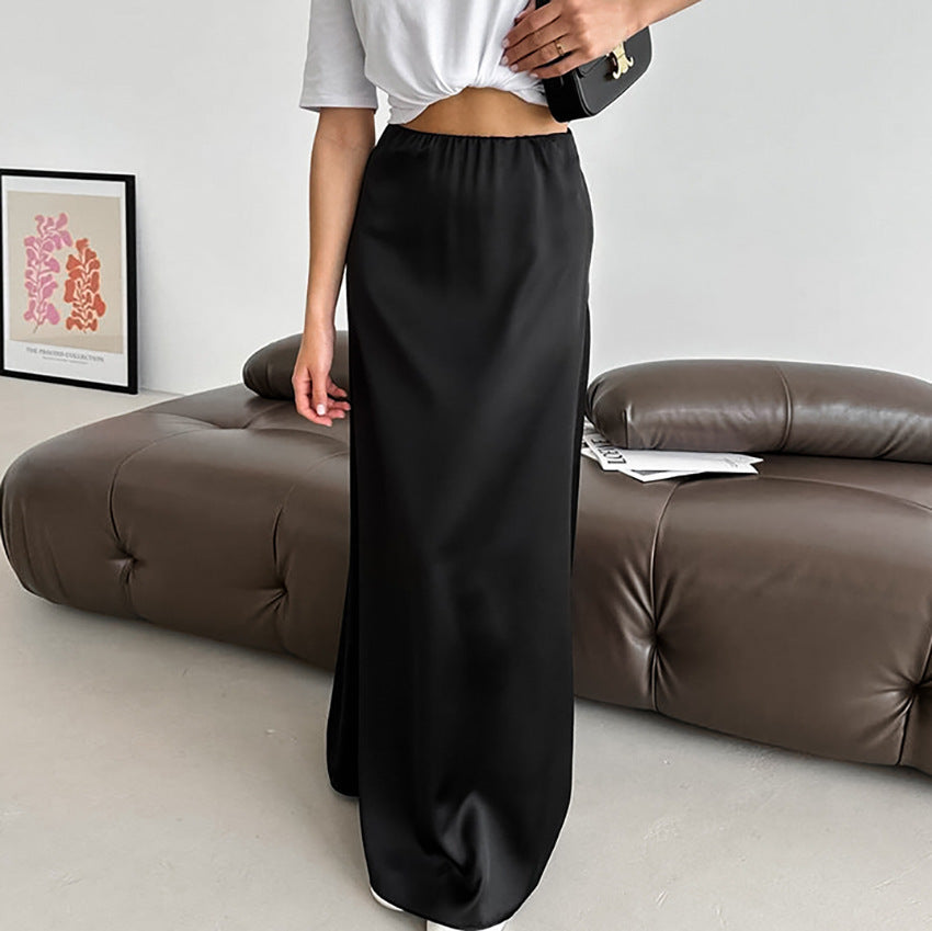 Black Satin Slip Maxi Skirt