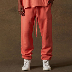 Essentials "Fear of God" Letter Print Solid Color Loose Cotton Male Joggers with Extended Drawstring (3 colors)
