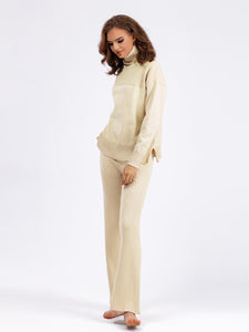 Knit Solid Color Turtleneck Sweatsuit (5 colors)