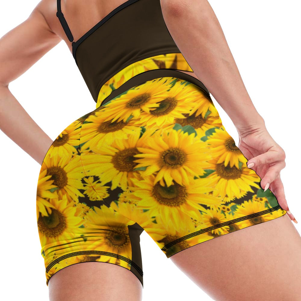 TRP Floral Print 04: Sunflowers 01 Designer Slim Yoga Set (5 colors)