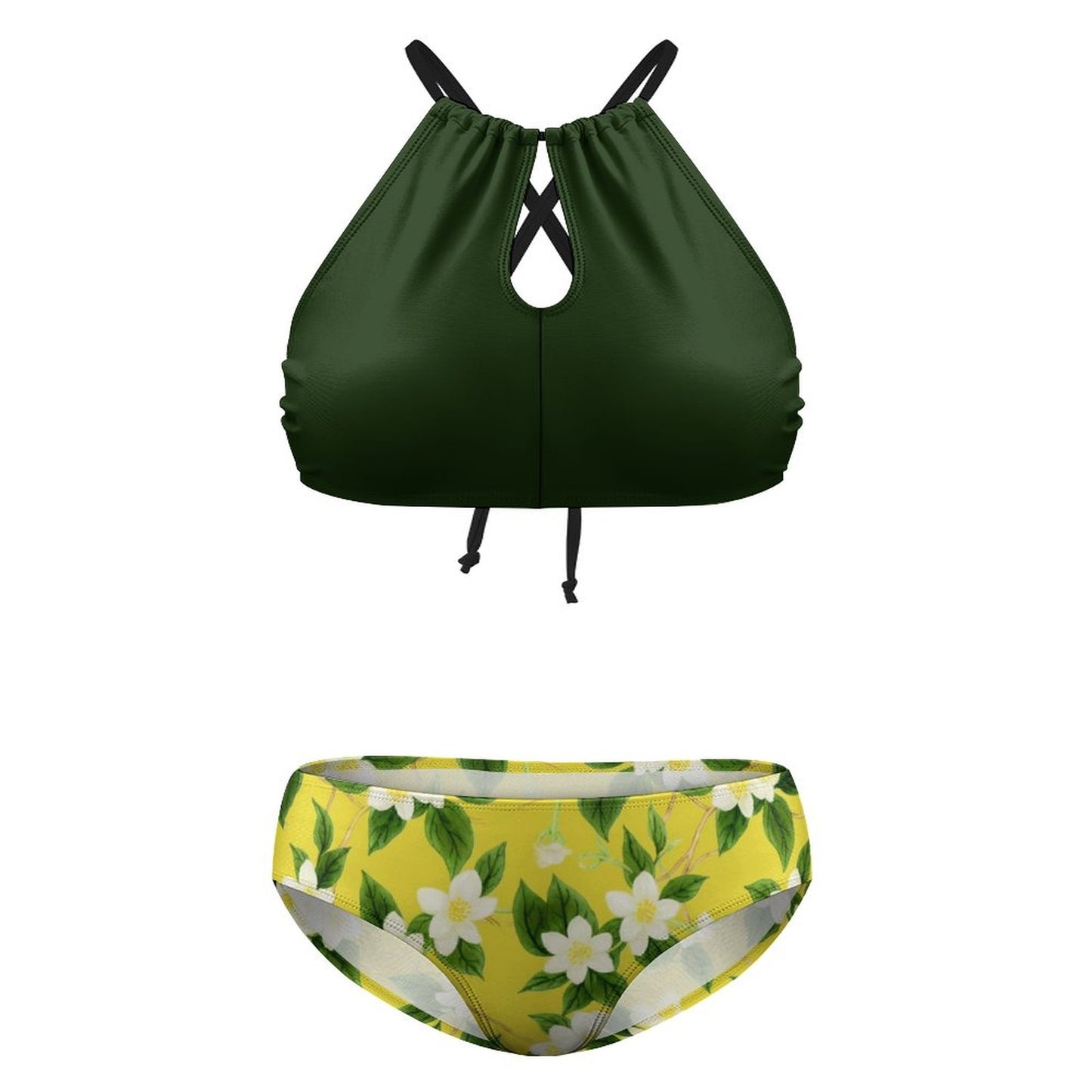 TRP Floral Print 10: Jasmine Vine 01-01 Designer Plus Size Halter Neck Bikini