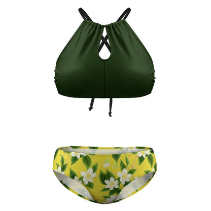 TRP Floral Print 10: Jasmine Vine 01-01 Designer Plus Size Halter Neck Bikini