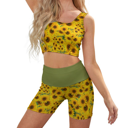 TRP Floral Print 04: Sunflowers 01 Yoga Shorts Set (5 colors)