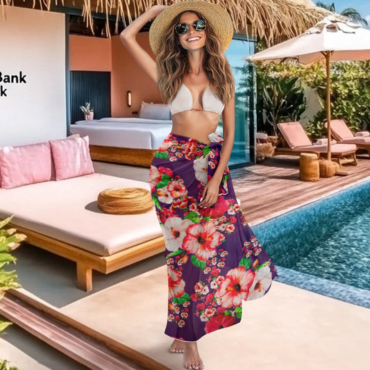 TRP Floral Prints (03): Hibiscus Flowers (01-01) "Argaman Vines" | Long Sarong